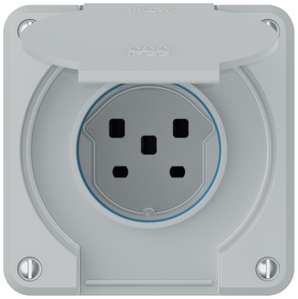 UP-Steckdose robusto 1×Typ 25 IP55 hellgrau