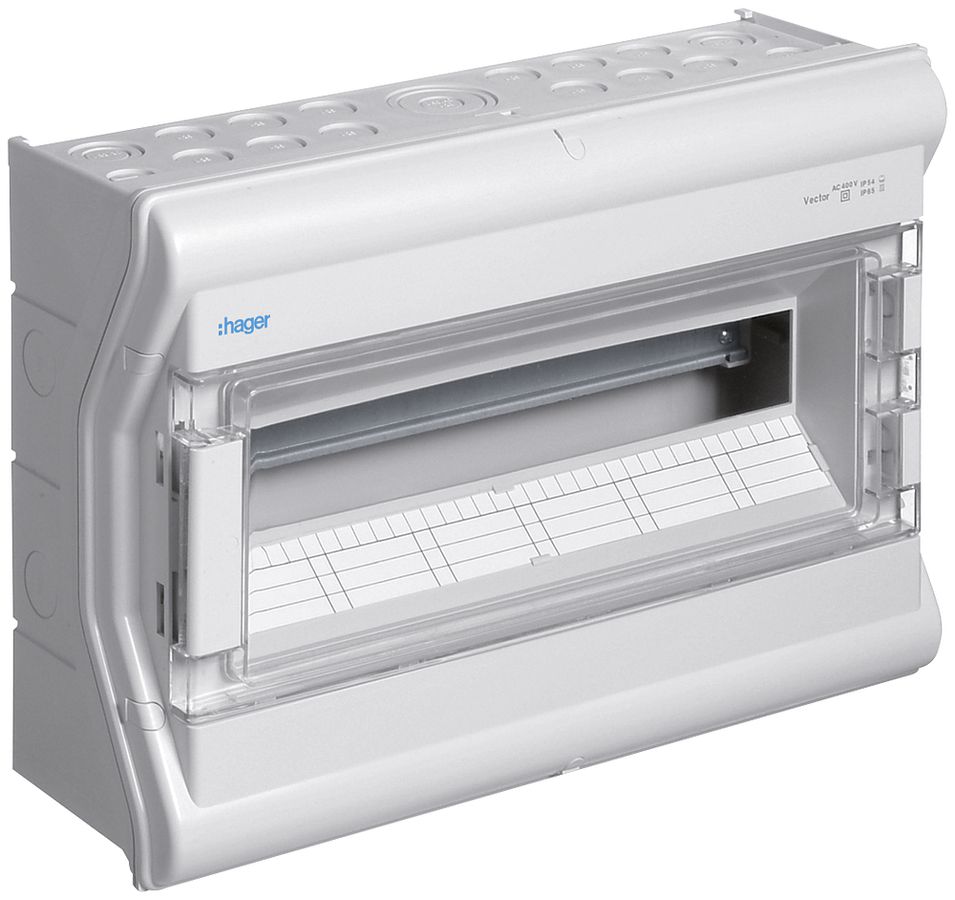 AP-Kleinverteiler Hager vector 1-reihig 18TE IP54/IP65 418×302×151mm