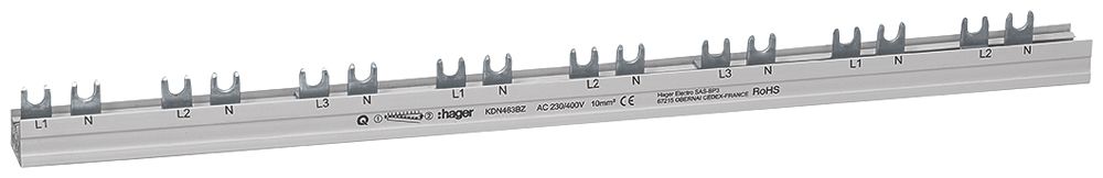 Gabel-Phasenschiene Hager 3P+N 10mm² für ARFxxxD 24 Module