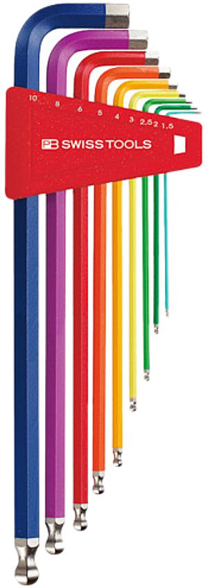 Jeux de clés mâles coudées PB 212 LH-10 RB 1.5, 2, 2.5, 3, 4, 5, 6, 8, 10