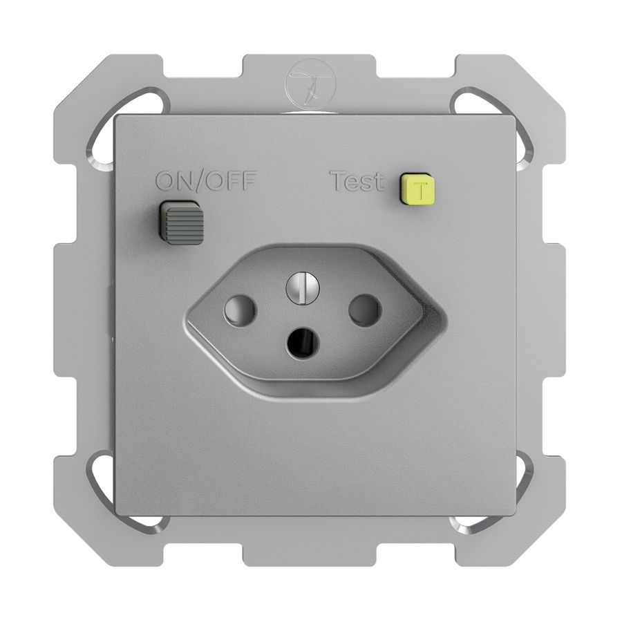 UP-Steckdose EDIZIOdue T13 FI 30mA FM, shutter, silver