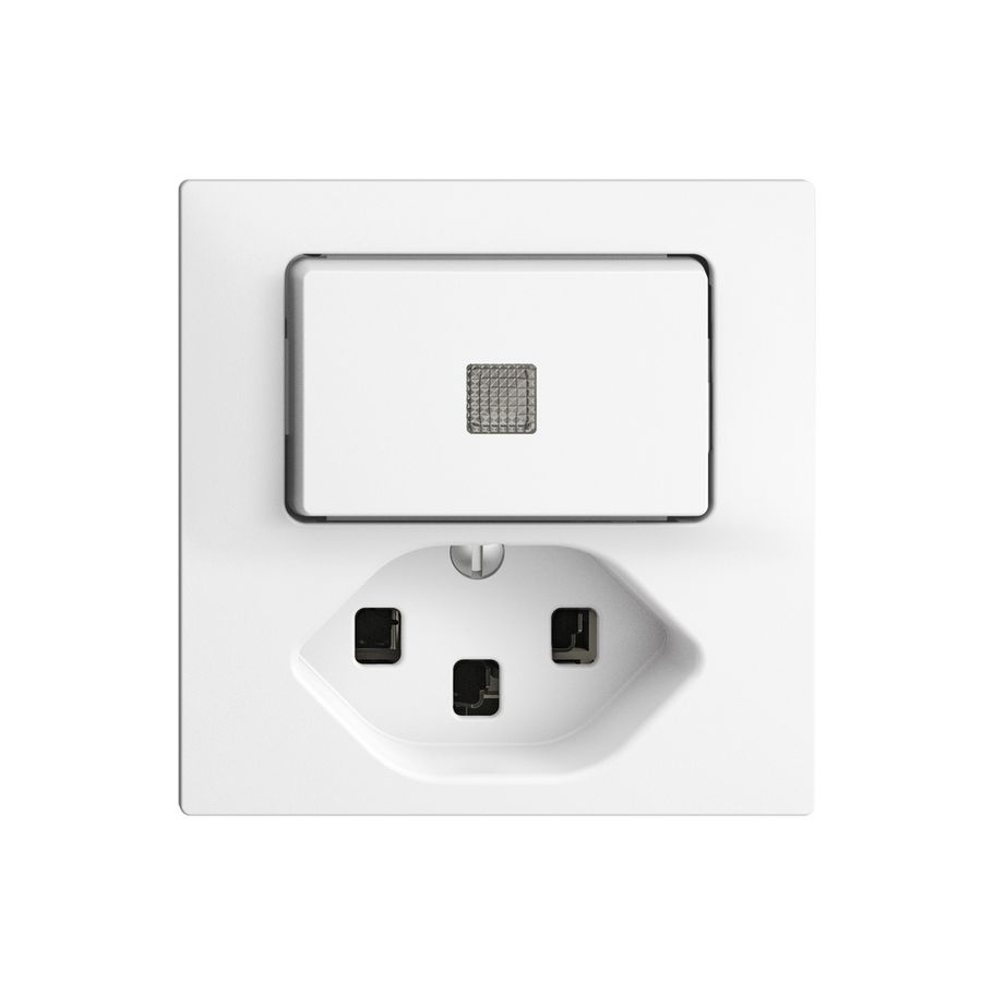 Combinaison lum.6/1L+T23 16A EDIZIOdue blanc avec lent. LED jaune