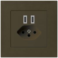 UP-USB-Ladesteckdose Hager kallysto.pro C-C 20W+T13 5V 94×94mm braun