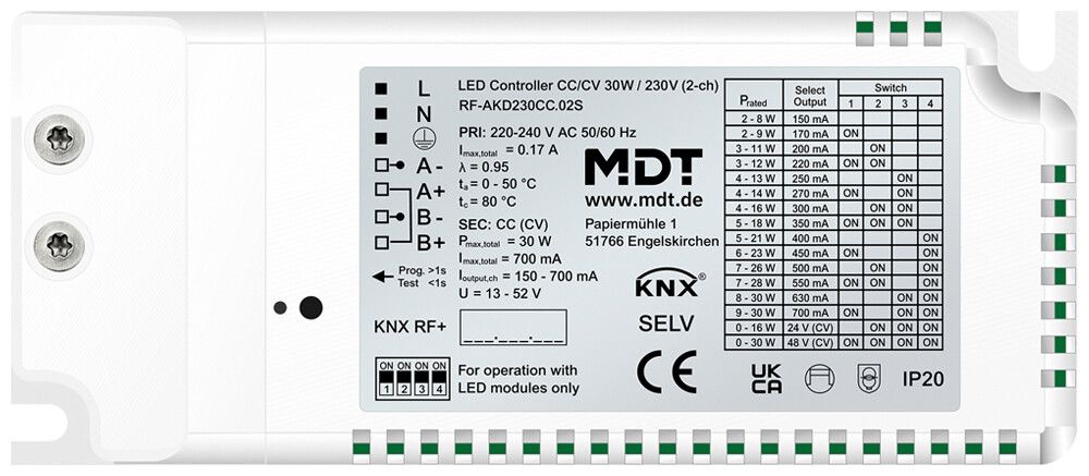 Alimentation LED KNX MDT RF-AKD230CC.02S 2-can 30W 220…240V