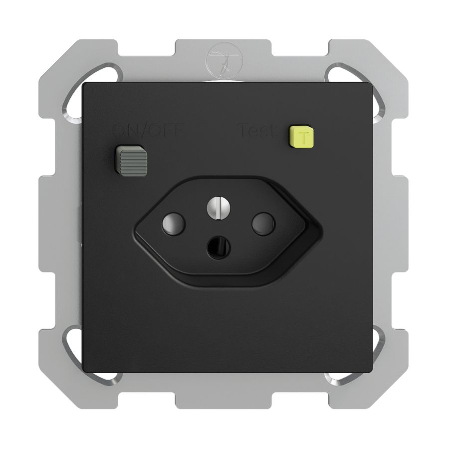 UP-Steckdose EDIZIOdue T13 FI 30mA FM, shutter, schwarz
