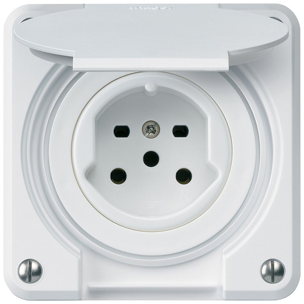 Prise ENC HA robusto type 15 avec bornes enfichables avec couvercle blanc