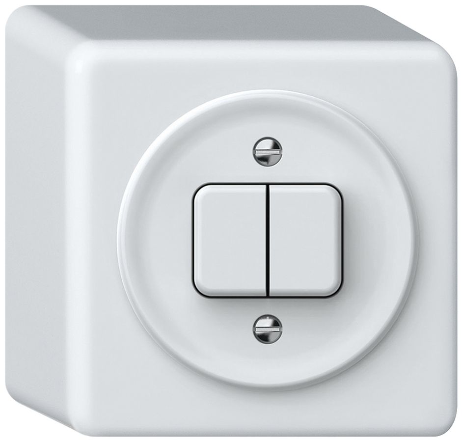 Poussoir AP origin 2×touches 2CO 1P 0<1 10A 230V 88×88×54mm blanc