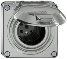 Steckdose ELEMENT SNAPFIX® 1×Typ 25 16A 440V mit Klappdeckel IP55 alu