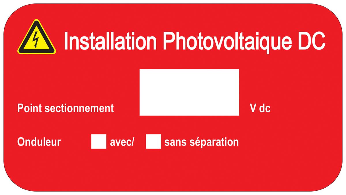 Etikette Plica EET UV HA FR: Installation Photovoltaique DC