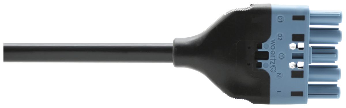 Anschlussleitung Woertz 49345/C2 5×2.5mm² 250V 20A 5m bl Buchse-Stecker Cca