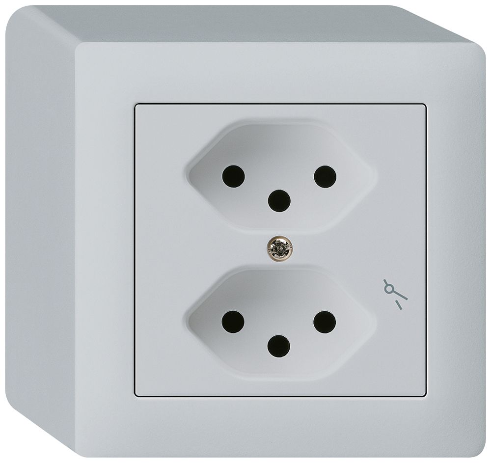 AP-Steckdose kallysto 2×T13/1 hellgrau