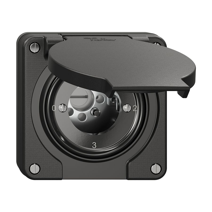 Interrupteur rotatif NUP NEVO, 5/2L, sans cylindre, KS, 0-1-2-3, noir