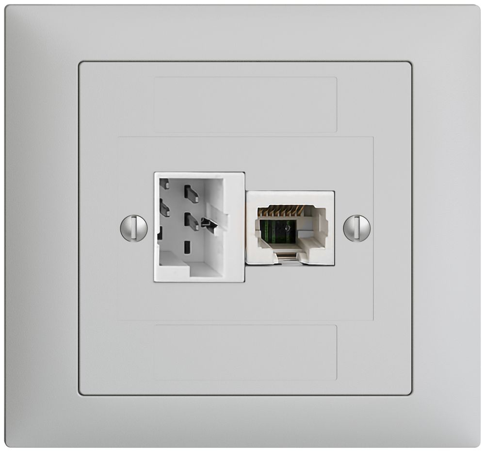 EB-Dose 1×T+T,1×RJ45/u 4P EDIZIOdue hellgrau ITplus ITM