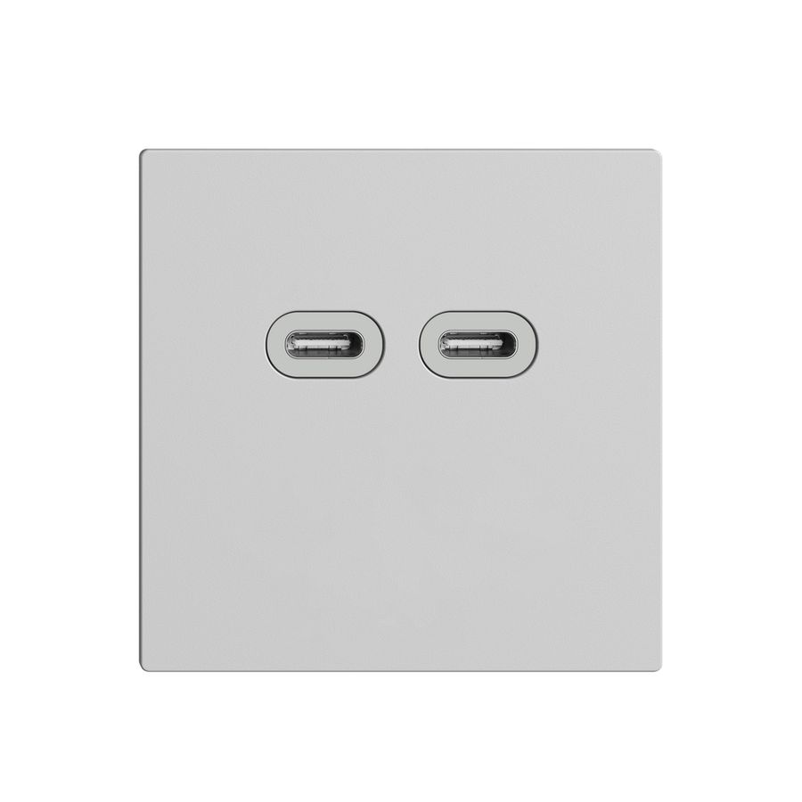 Steckdose USB 18W 2×Typ C Feller EDIZIOdue F 230V 3600mA hellgrau