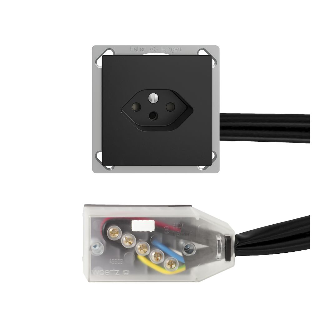 Prise INC EDIZIOdue T13 L3 noir pour câble plat Technofil