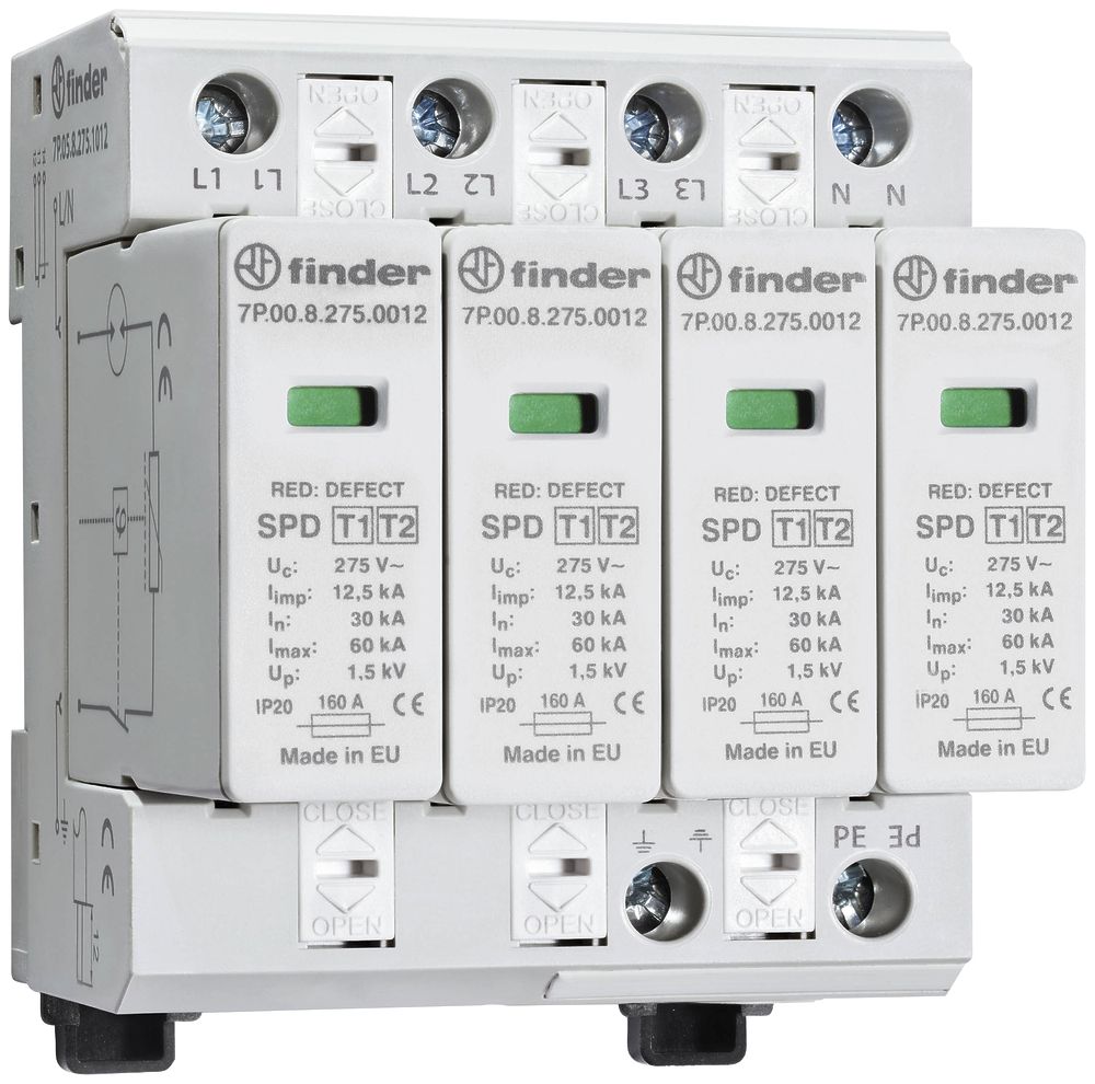 Parasurtension AMD Finder 7P.05, type 1+2, 3L/N 160A, TN-S