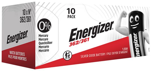 Pile bouton Energizer oxyde d'argent SR58, 362/361 1.55V blister à 1pièce