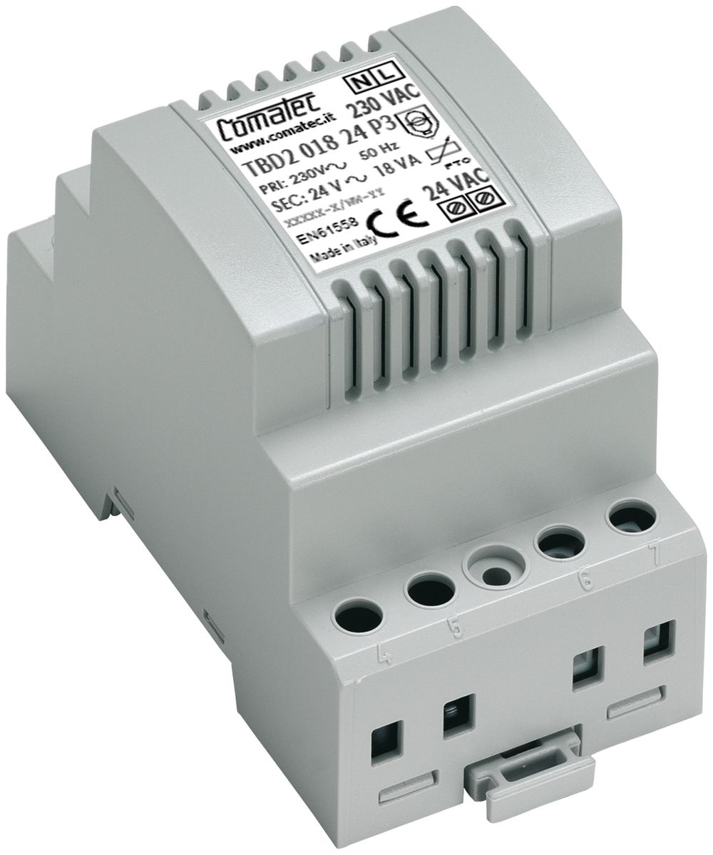 REG-Trenntransformator Comatec TBD2, IN: 230VAC, OUT: 24VAC/18VA, 3TE