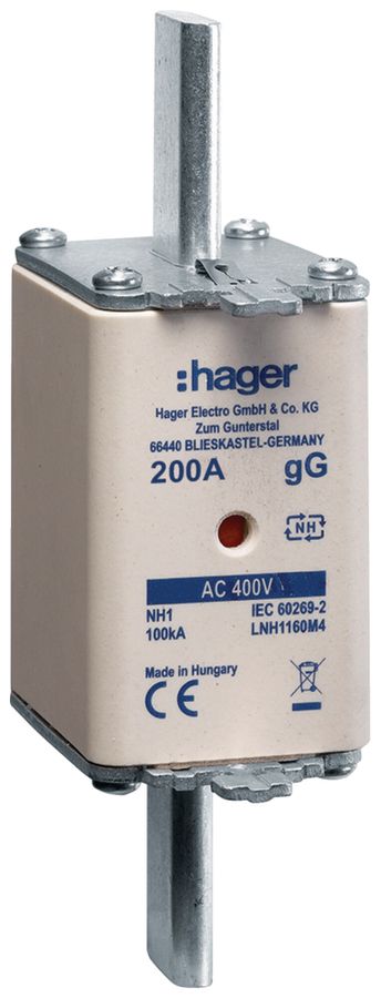 Fusible HPC Hager DIN1 400VAC 200A gG/gL avertisseur double antirouille