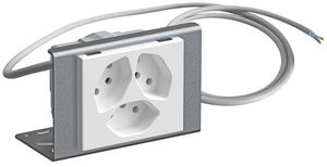 Prise FLF 3×type 13 montage sur angle câble 1.5 m & capot de protection blanc