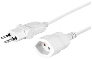 Verlängerungskabel A. Steffen PVC 10A 250V 3×1mm² Typ 12 ↔ Typ 13 5m weiss