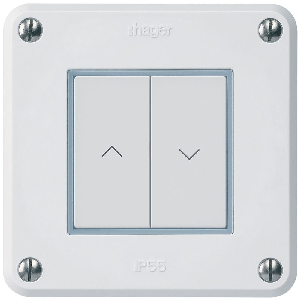 Poussoir pour stores KNX Hager BA robusto A double 86×86mm blanc