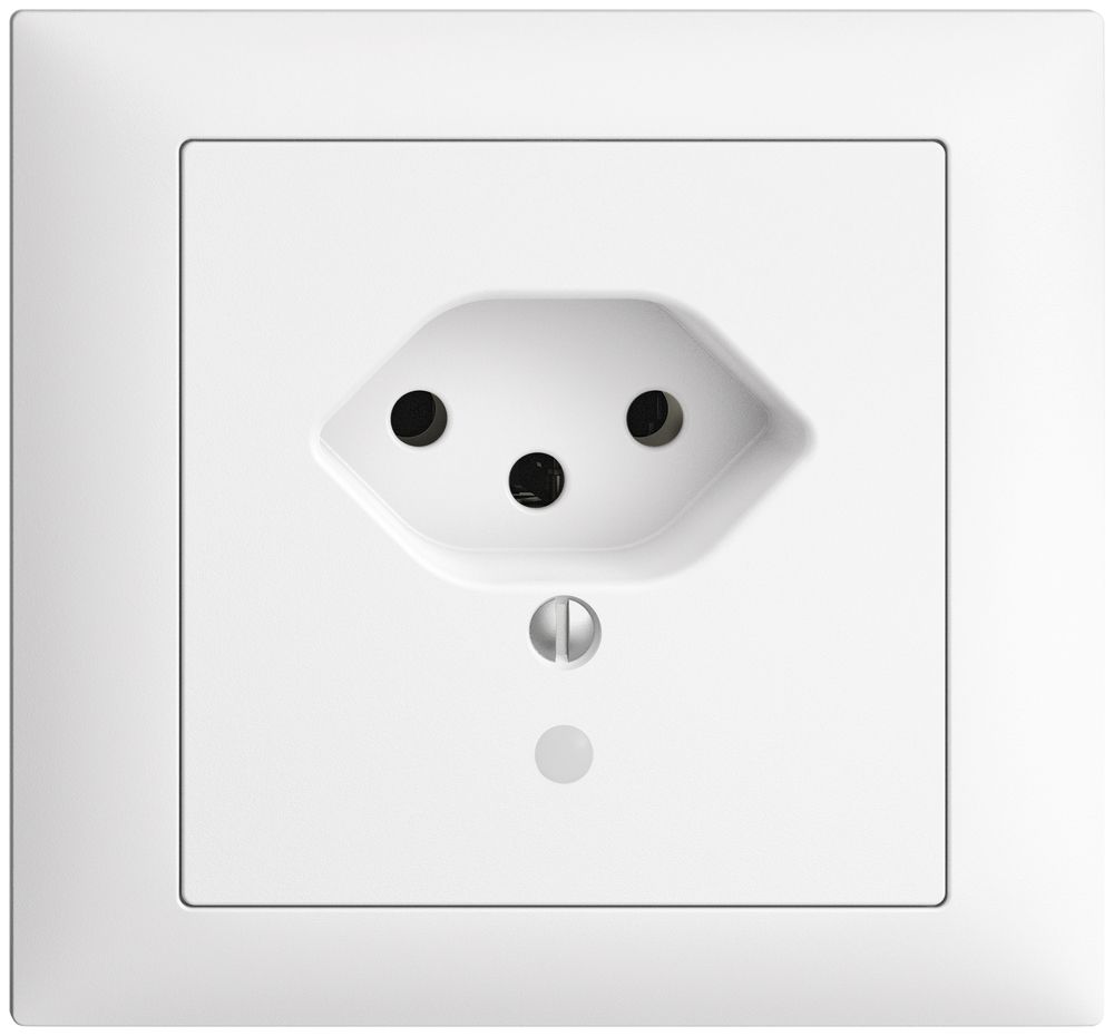 Prise INC EDIZIOdue T13 blanc, avec LED vert