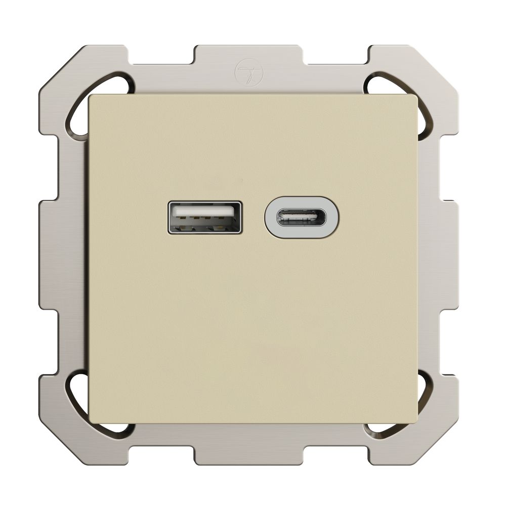 Prise ENC USB 18W type A + type C Feller EDIZIOdue FM 230V 3600mA vanille