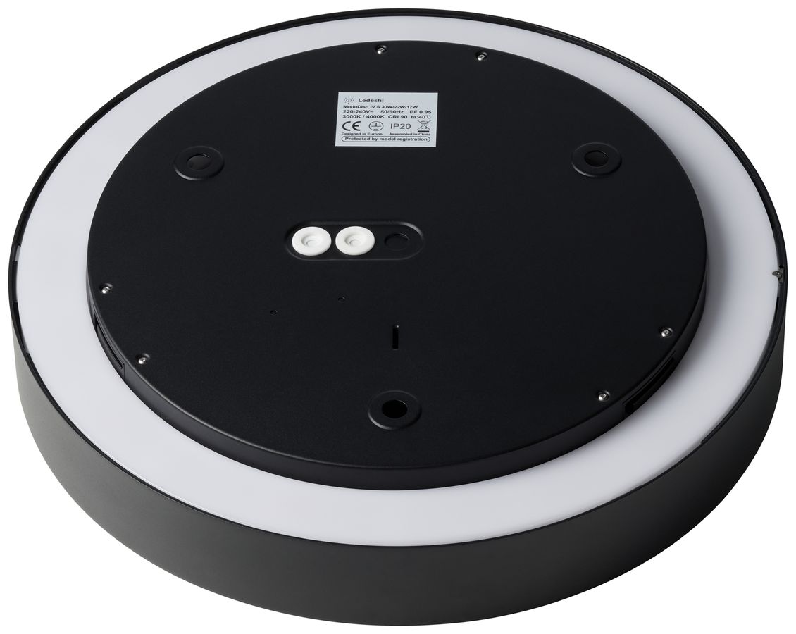 Plafonnier LED EOLED SHIFT4+ 30W 3100lm 3000…4000K DALI Ø450×79mm noir