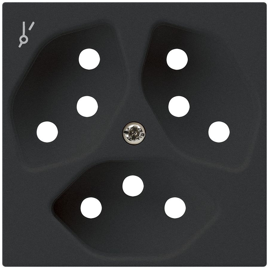 Placca frontale kallysto 3×T13/1 60×60mm nero per presa 3×T13/1