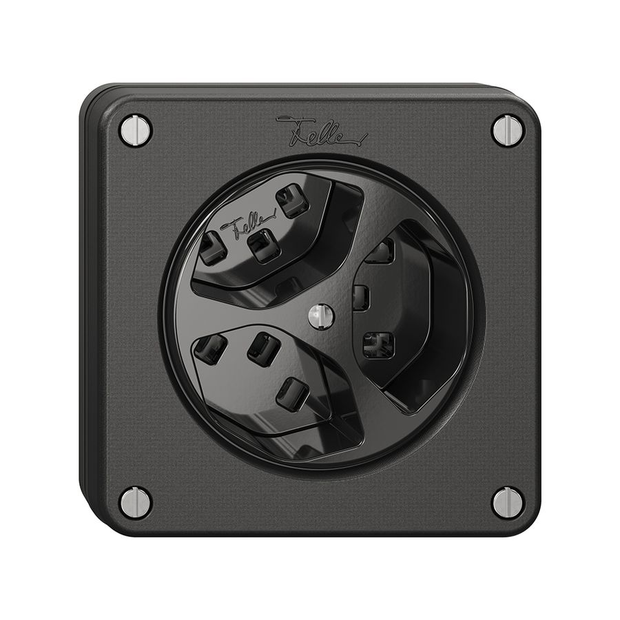 NUPU-Steckdose NEVO, 3×T23, schwarz