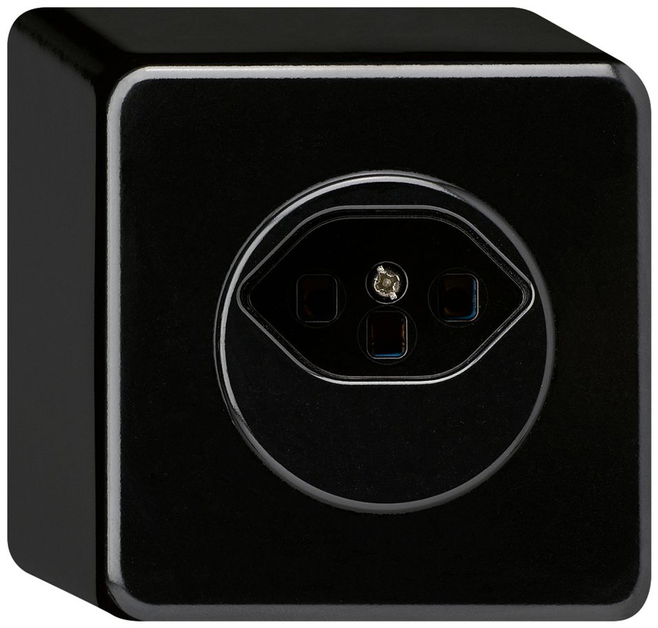 AP-Steckdose basico Typ 23 schwarz Schraubklemmen