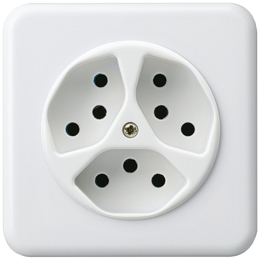 UP-Steckdose basico 3×Typ 13 weiss
