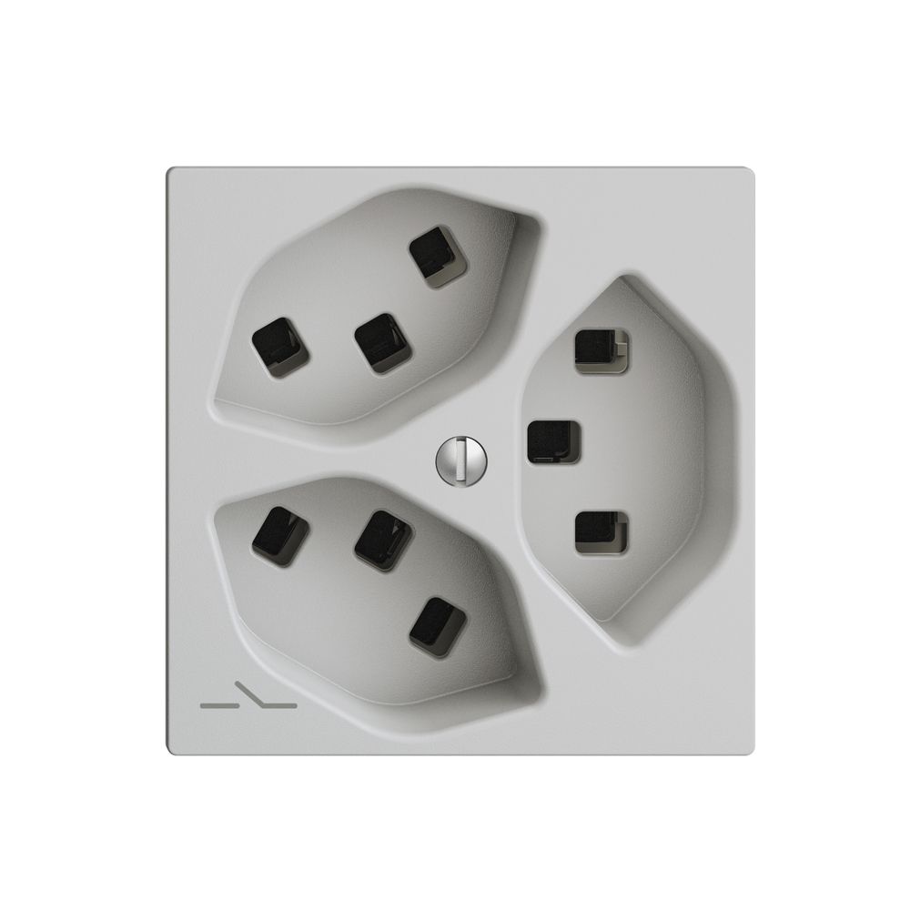 Steckdose 3×T23 Feller EDIZIOdue F, 1×getrennt, Steckklemmen, hellgrau