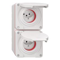 NAP-Kombination NEVO, 2×T13, IP55 gemäss SN 441011 Serie m.roter Dichtung, weiss