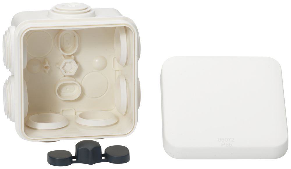 Boîte de dérivation AP Mureva 65×65×45mm vide blanc IP55