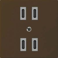 USB-Ladesteckdose Hager kallysto 2×C-C 2×20W oder 4×10W 5V 60×60mm braun