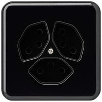 Presa INC basico 3×tipo 13 nero con protezione bambini per BOMI