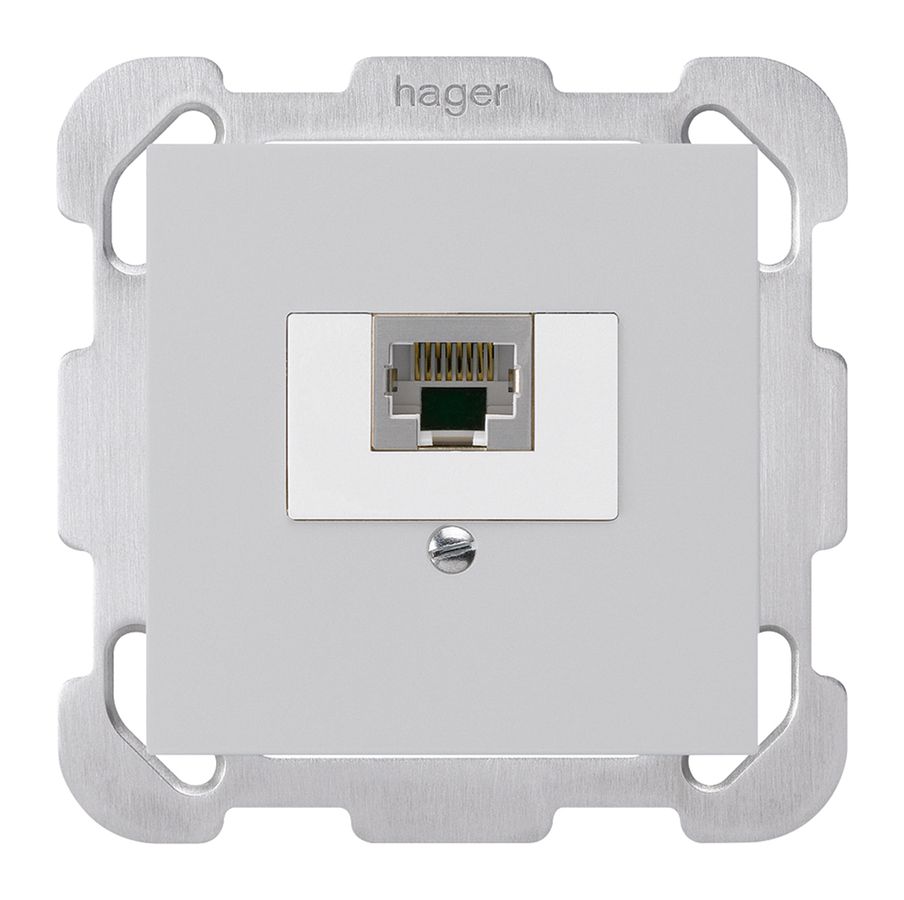 Einsatz zu Anschlussdose kallysto 1×RJ45s hellgrau mit Befestigungsplatte