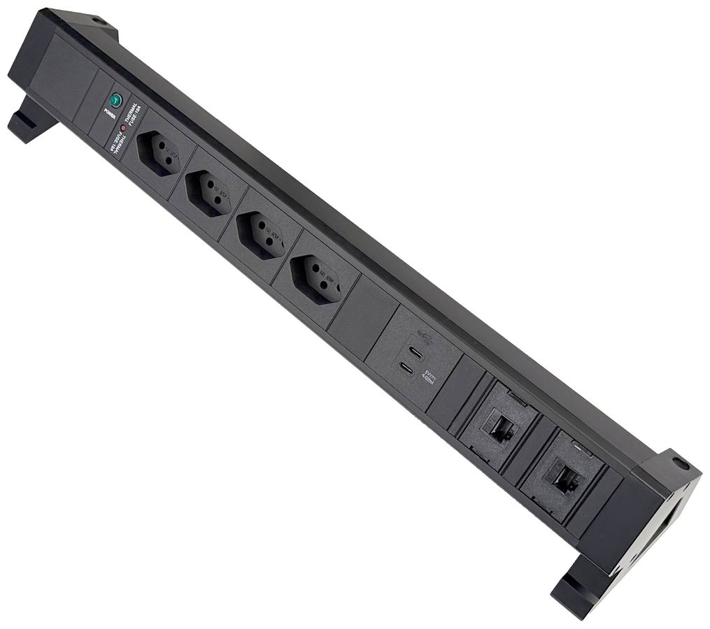 Prise multiple de table Desk-Mountain 4×T13/2×USB-C/2×RJ45 3m T12 F=10A