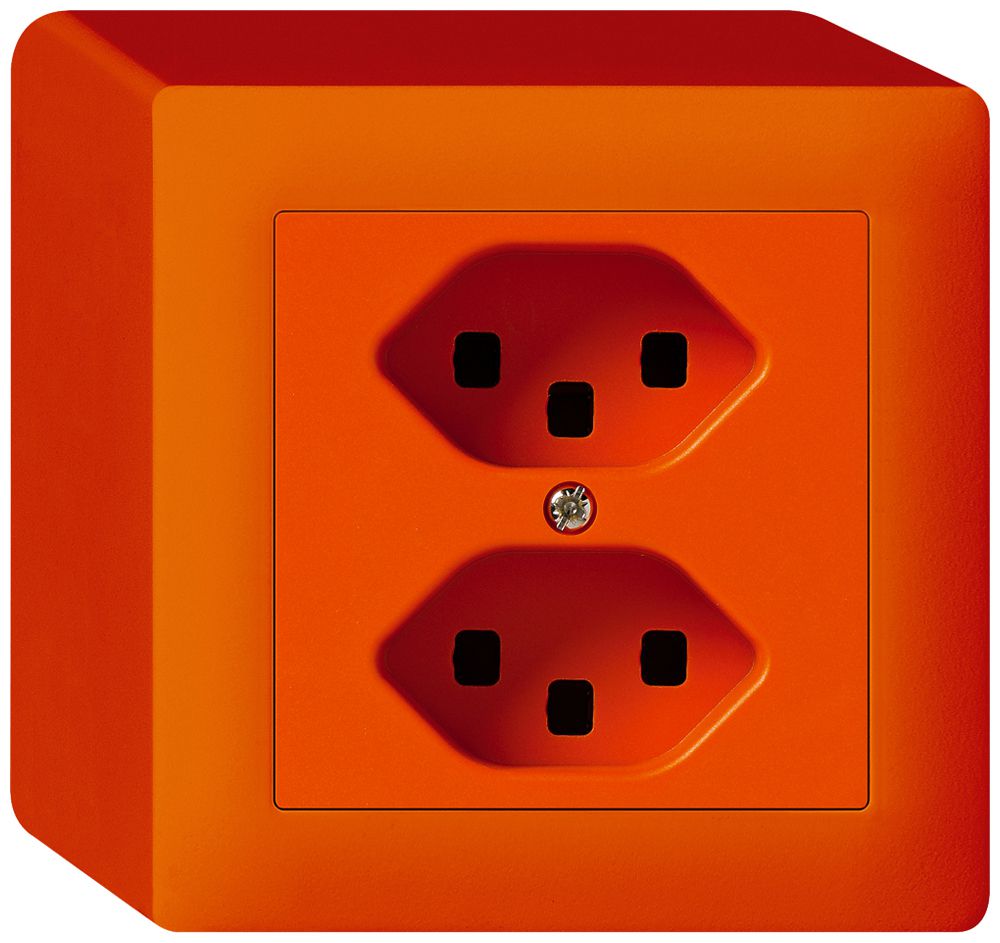 AP-Steckdose kallysto 2×T23 orange mit Steckklemmen