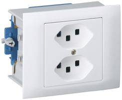 Prise INC kallysto 2×type 23 montage T avec boîte INC G3 cadre enfichable blanc