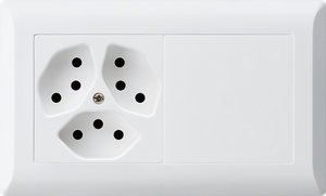 UP-Kombination KLI 1x2, Steckdose 3xT13 + Blinddeckel ws