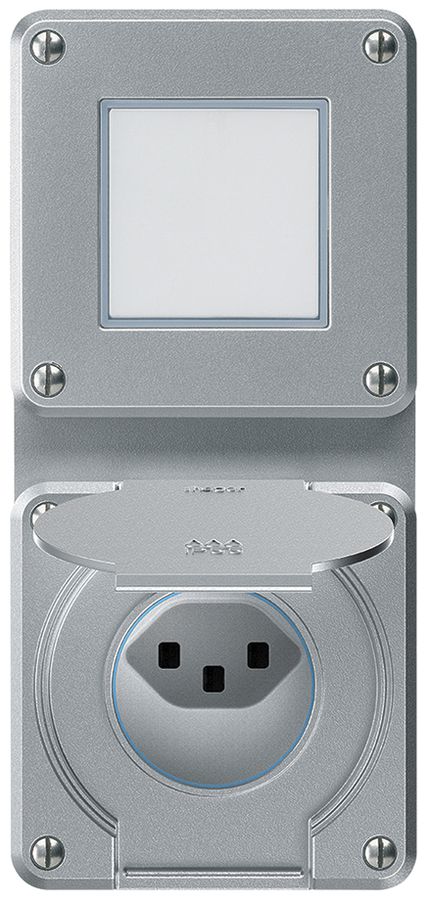 UP-Kombination robusto 2×1, Schalter Schema 3/Steckdose T23 IP55 aluminium