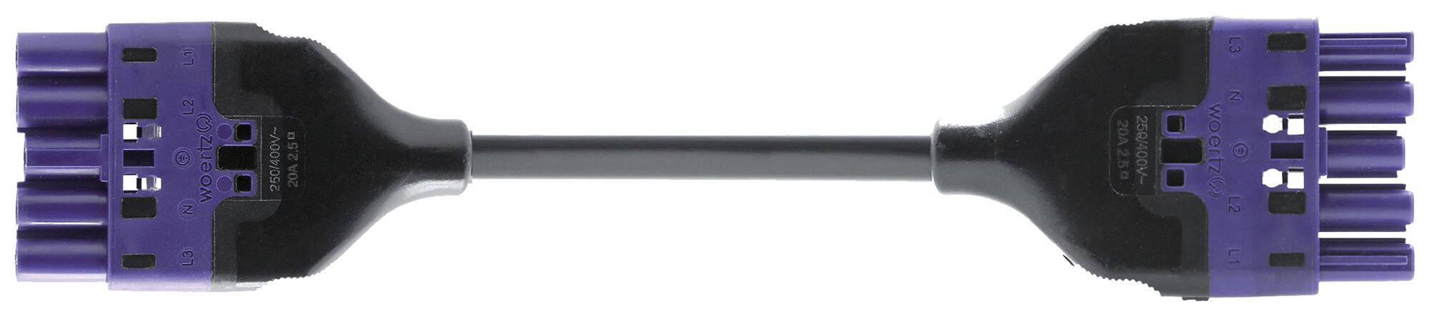 Verbindungsleitung Woertz 49345/C1 5×1.5mm² 400V 16A 8m vi Buchse-Stecker Cca