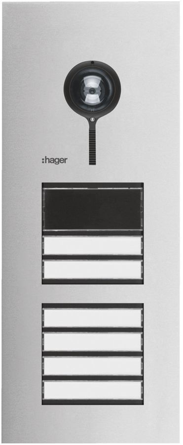 Aussenstation Video Hager elcom.one 2-Draht mit LED für 6Wohnungen Edelstahl