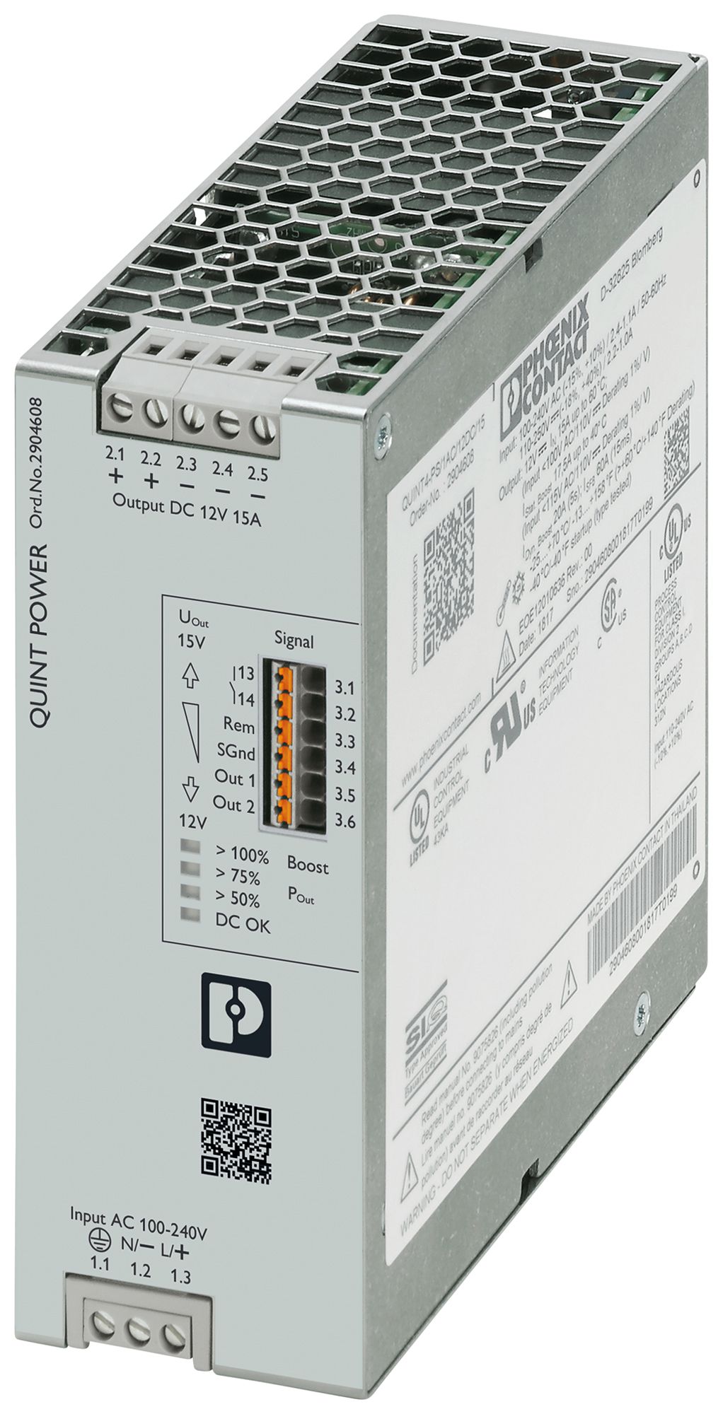 Schaltnetzteil PX QUINT4-PS/1AC/12DC/15 SFB und NFC 1L OUT:12VDC/15A