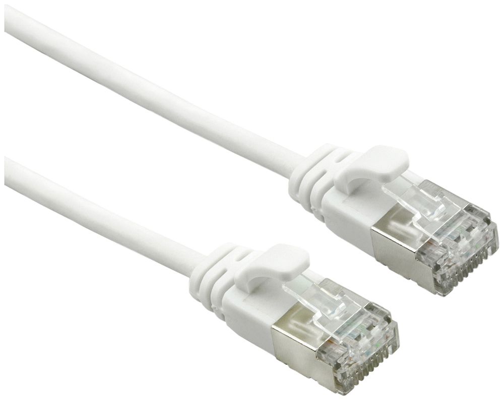 Câble patch RJ45 ROLINE slim, cat.6A (TIA) U/FTP, AWG32, LSZH blanc, 0.3m