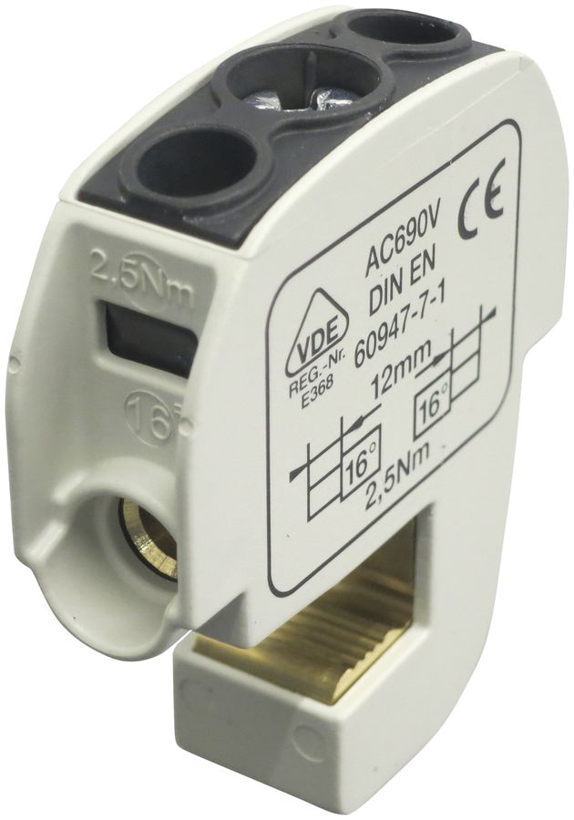 Verteilerblock Typ SA 2×16mm² 100A CU schwarz