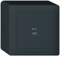 Prise de charge USB AP Hager kallysto type C 65W 3250mA noir